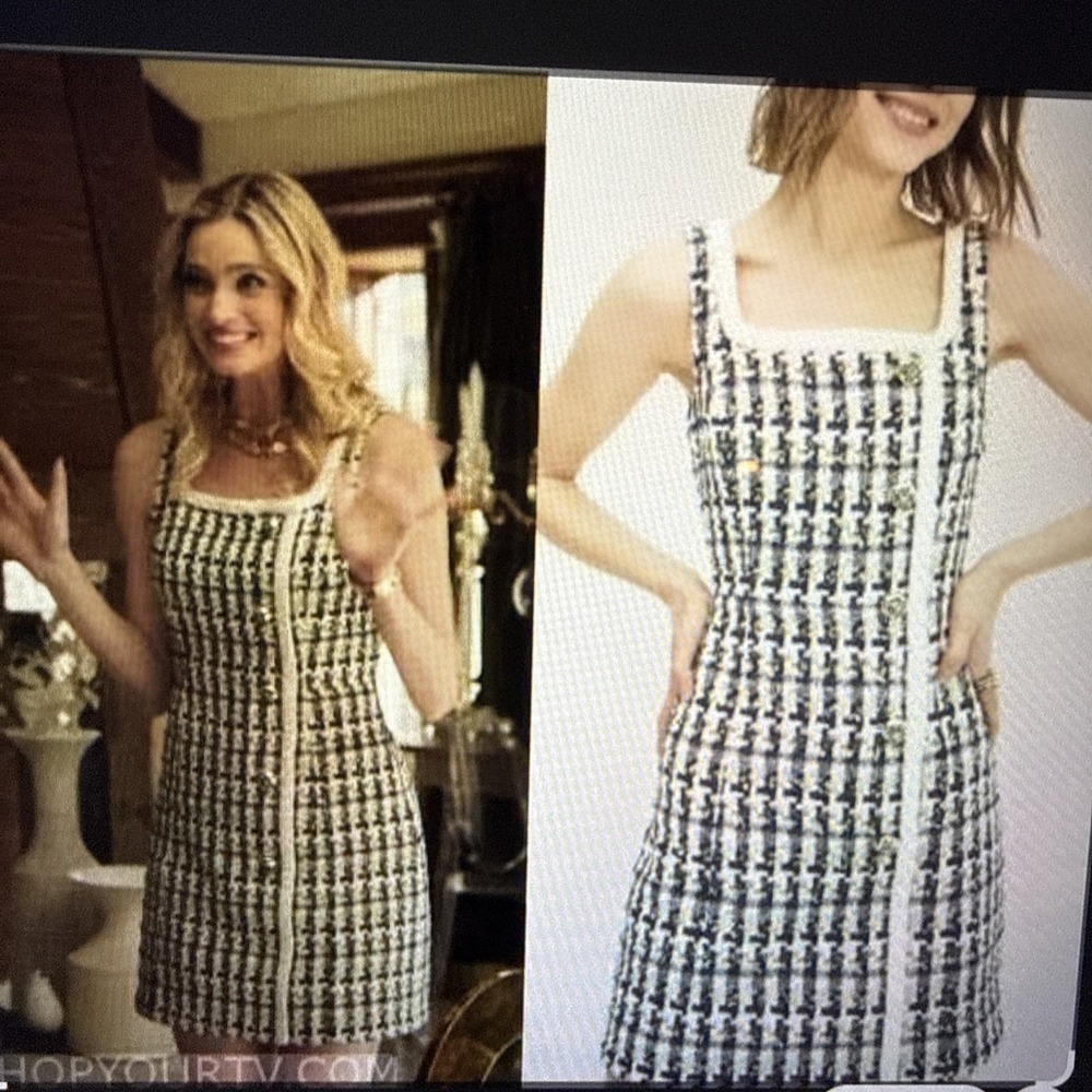 Kate Spade Dress 10 Pop Tweed Plaid A Line ASO Ingrid Kannerman Dinner Party